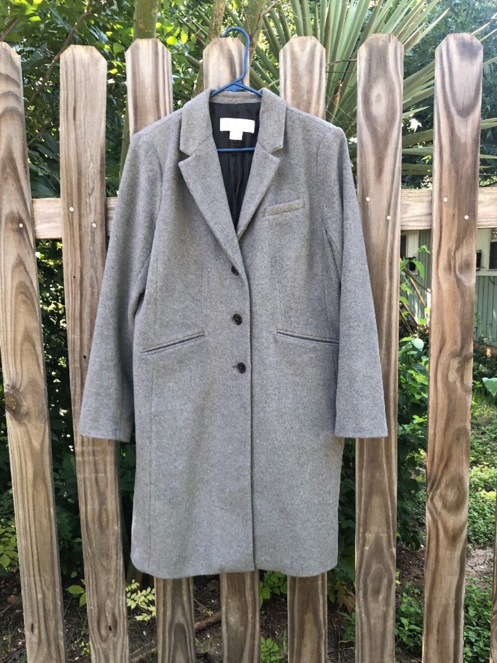 Liz Claiborne Gray Wool Long Coat, Size Large